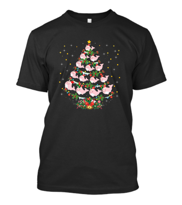 Funny Santa Narwhal Xmas Christmas Tree T-Shirt