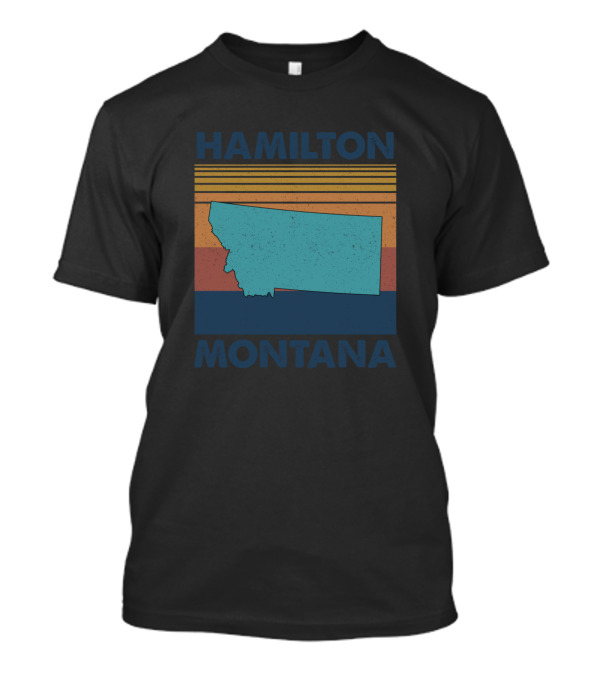Hamilton Montana Vintage Retro State Outline T-Shirt