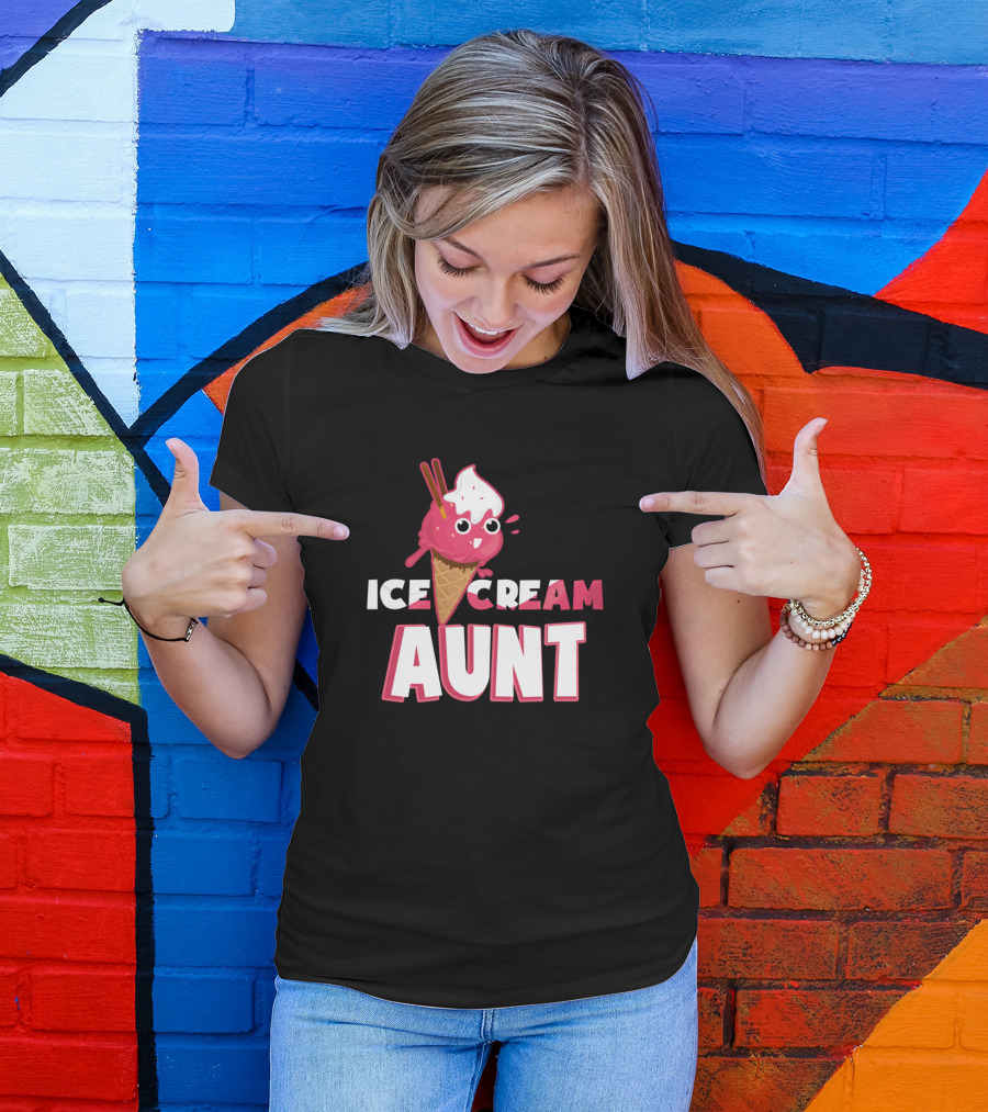 Ice Cream Aunt Cute Pink Ice Cream Cone T-Shirt