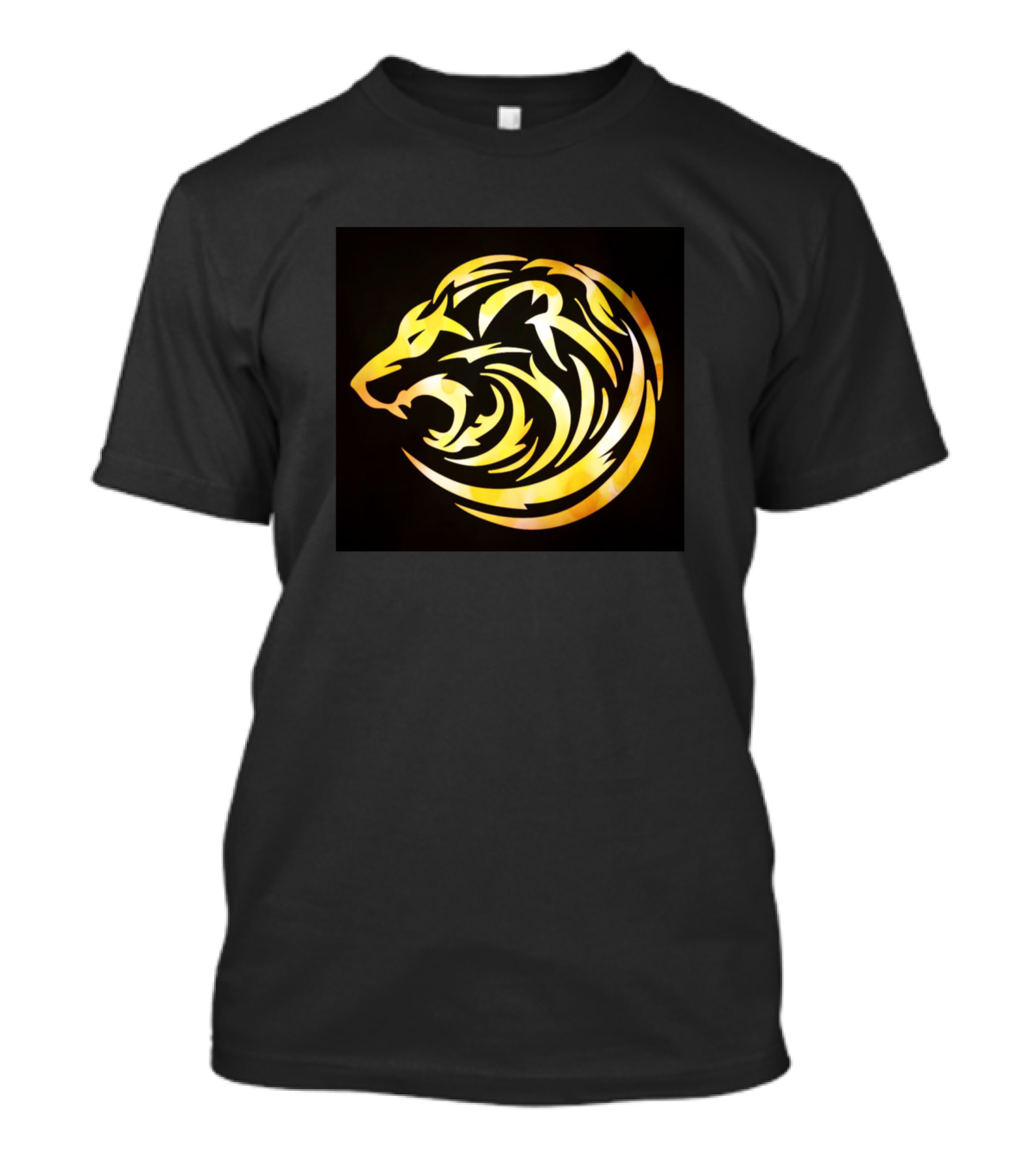 Lion Tribal Golden Circular Motif T-Shirt