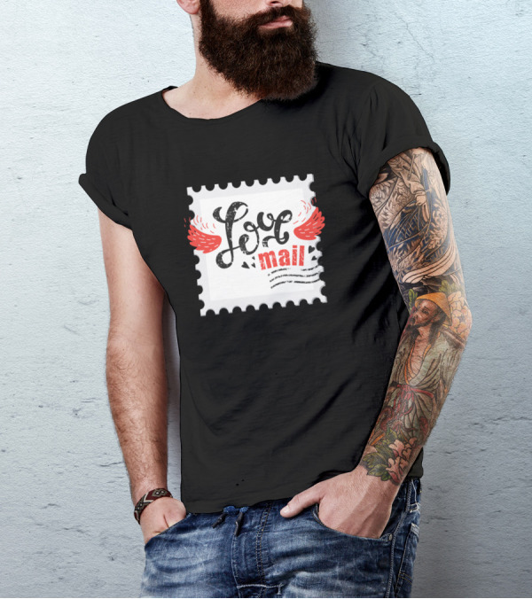 Love Mail Stamp With Wings T-Shirt