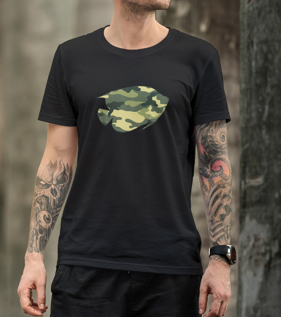 Military Cichlid Camo Angelfish Print Us Men Veter T-Shirt