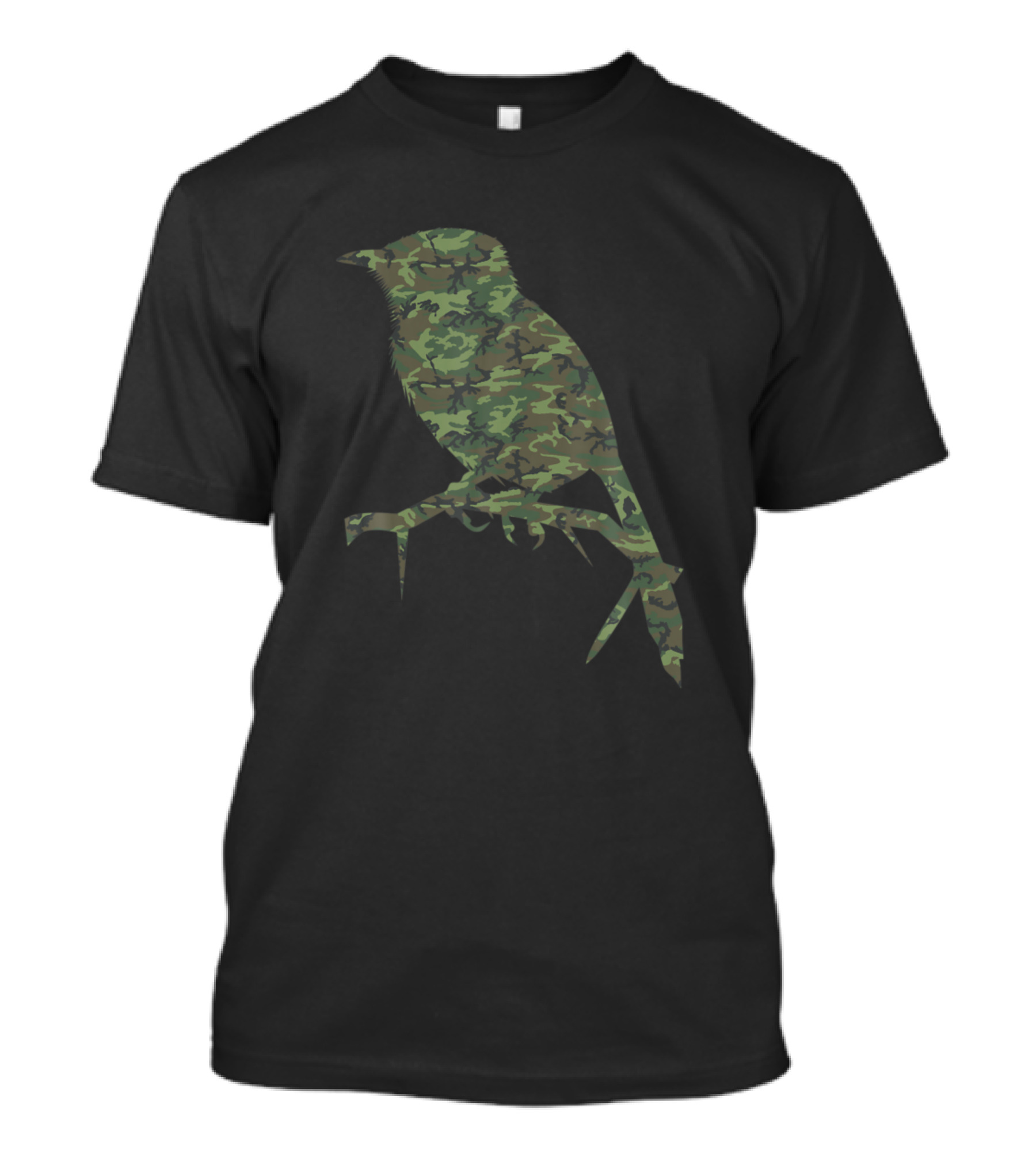 Military Nightingale Camo Print US Bird Veteran T-Shirt