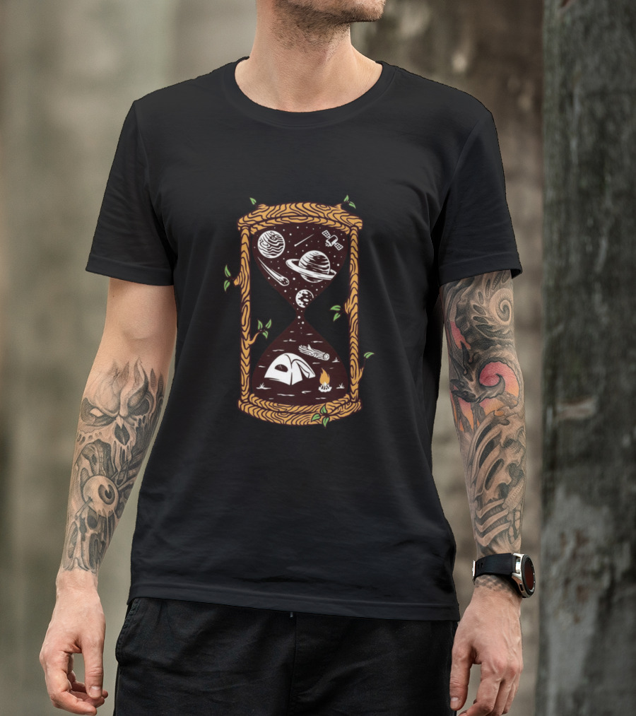 Natural Hourglass Space Camping Adventure T-Shirt