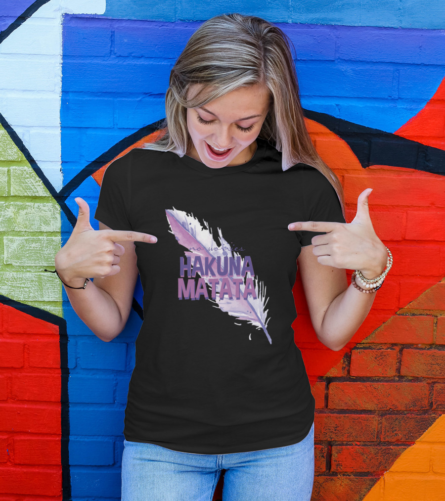 No Worries Hakuna Matata Purple Feather T-Shirt