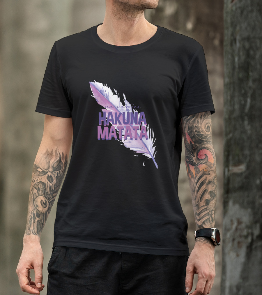 No Worries Hakuna Matata Purple Feather T-Shirt
