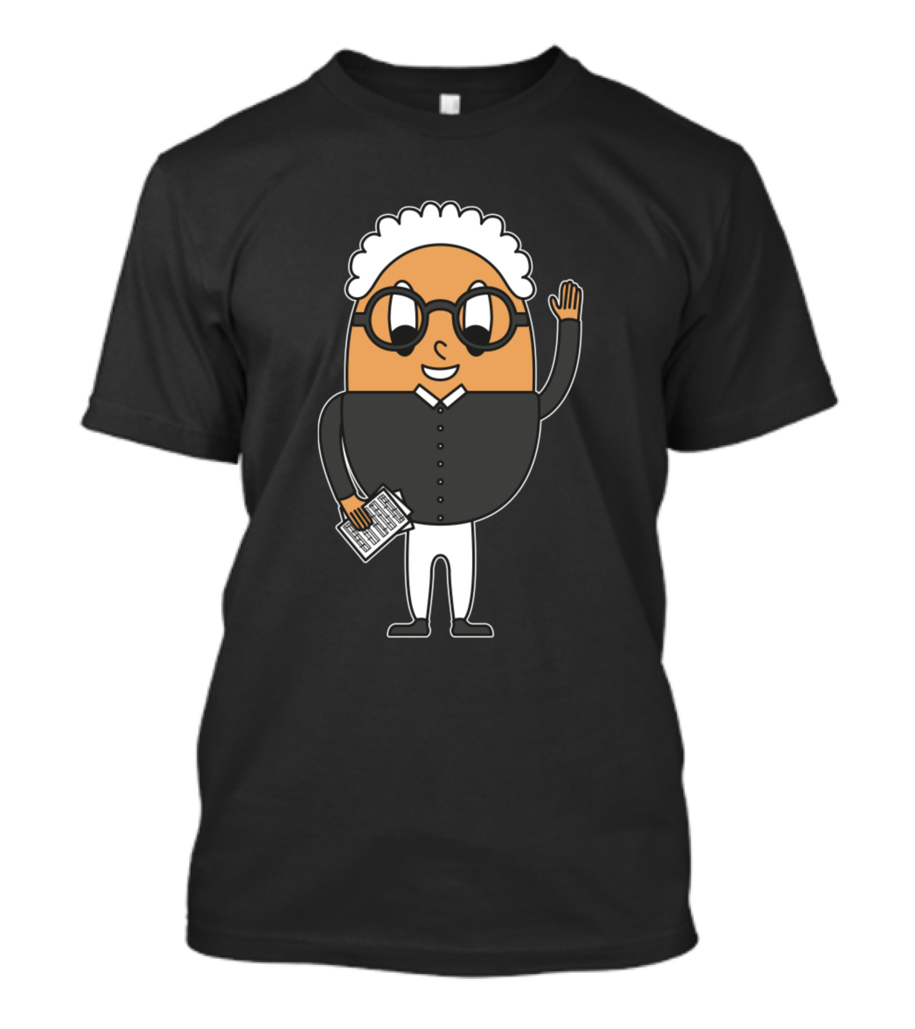 Bach-Inspired Cartoon Egg Playing Organ With White Wig And Sheet Music T-Shirt