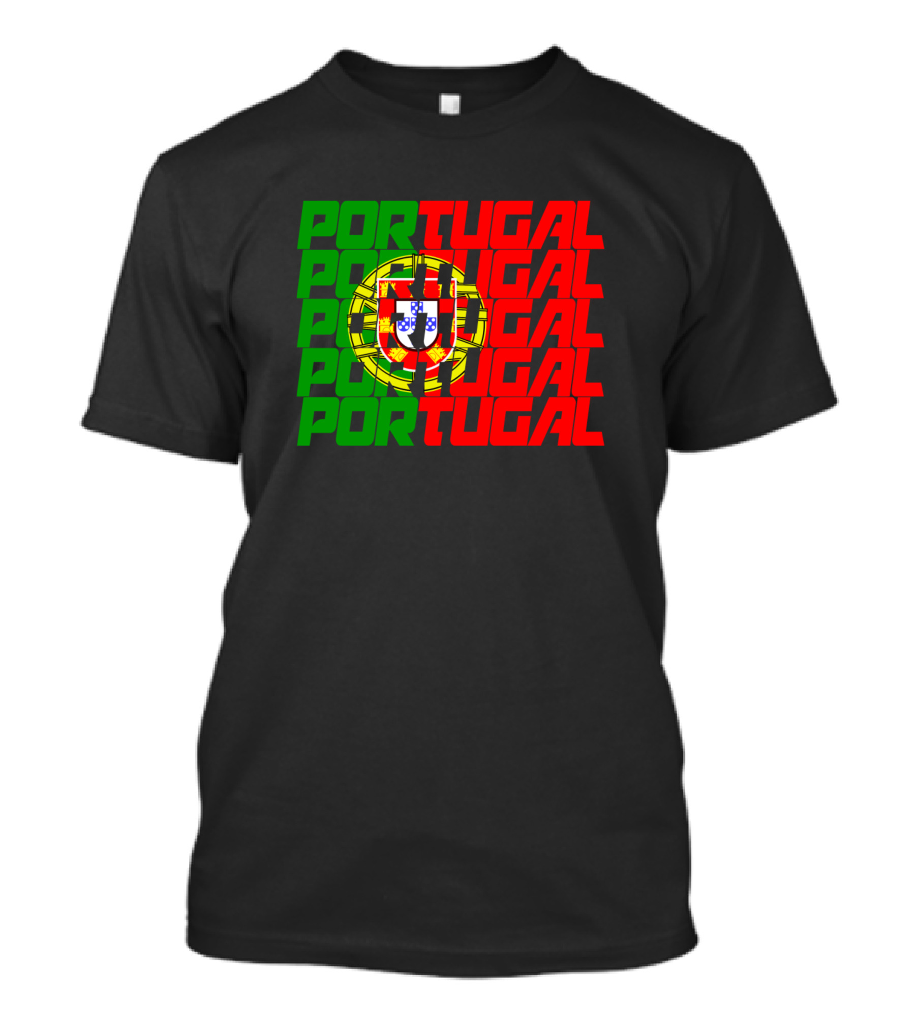 Portugal National Flag And Lettering Repeated T-Shirt