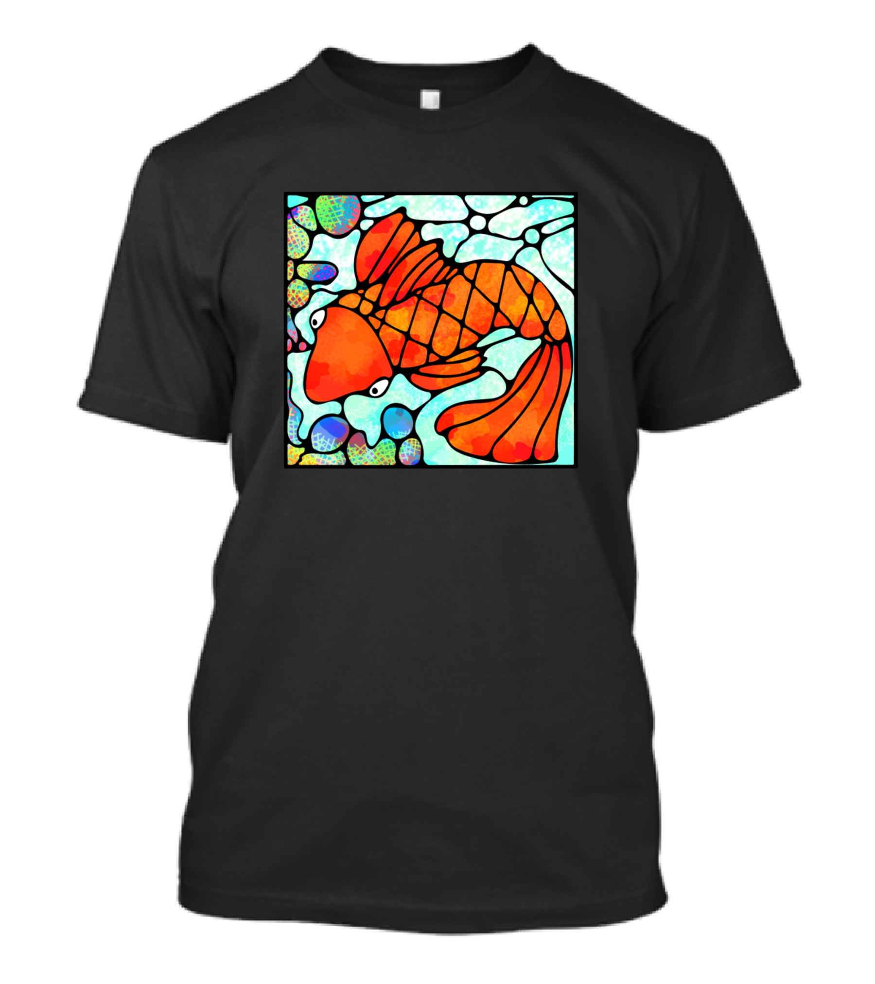 Red Gold Fish Stained Glass T-Shirt