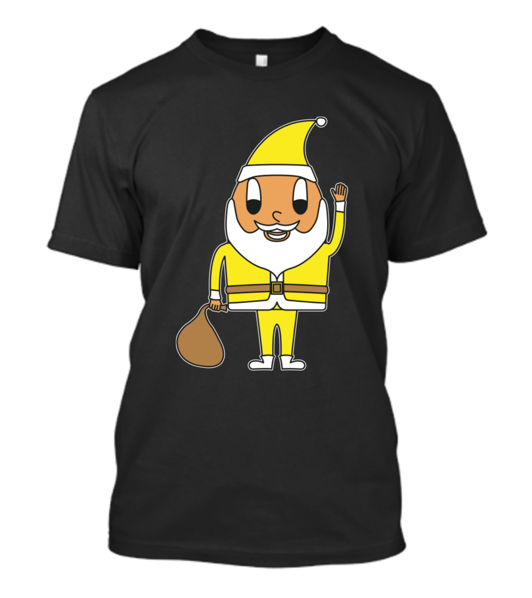 Santa Claus Egg Character In Yellow Suit With Sack T-Shirt