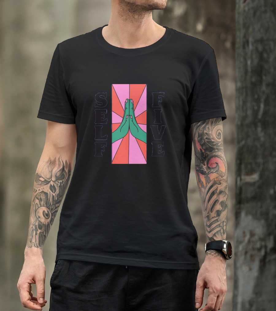 SELF FIVE Hands In Vibrant Geometric Colors T-Shirt