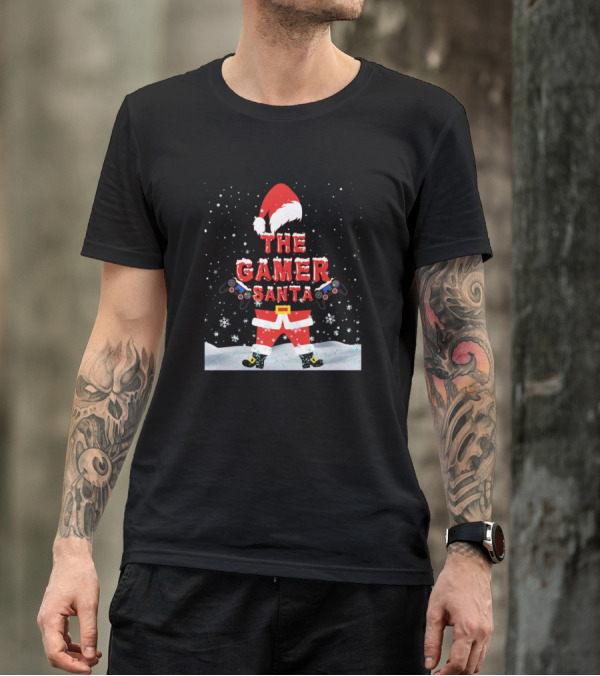 THE GAMER SANTA Controller Snowflakes T-Shirt