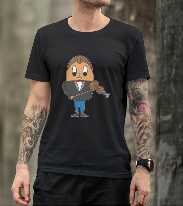 Violinist Egg Cartoon Character Orchestra T-Shirt