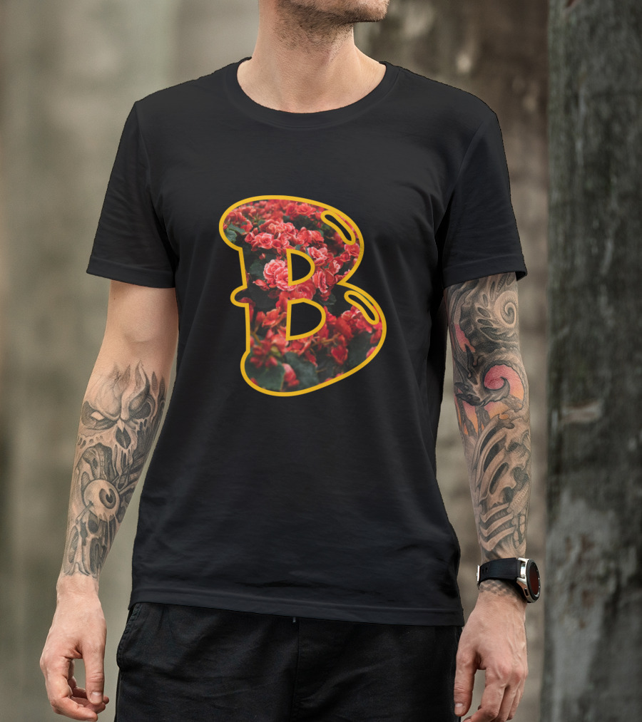 Red Floral Greek Letter B T-Shirt