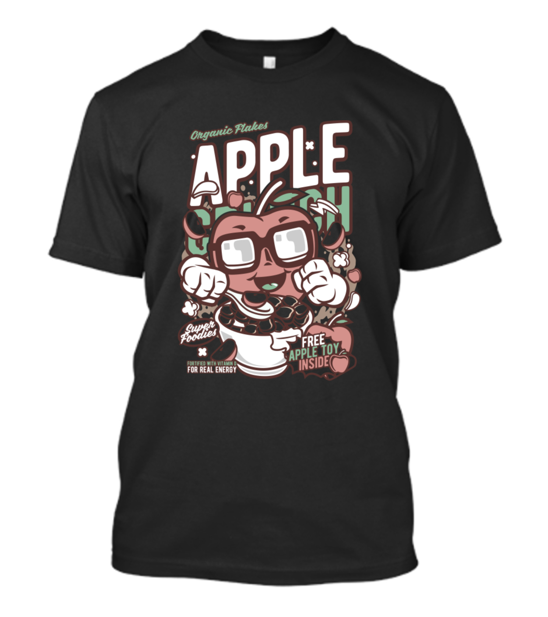 Organic Flakes Apple Crunch Super Foodies Free Apple Toy Inside T-Shirt