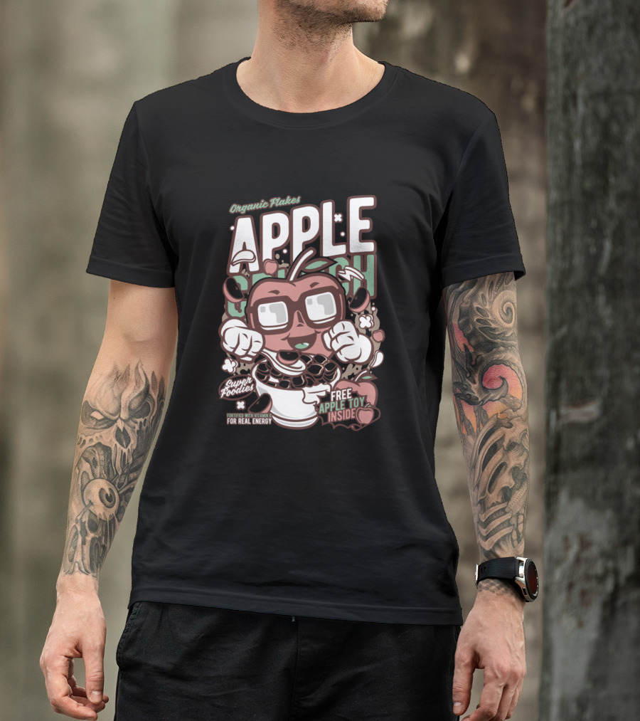 Organic Flakes Apple Crunch Super Foodies Free Apple Toy Inside T-Shirt