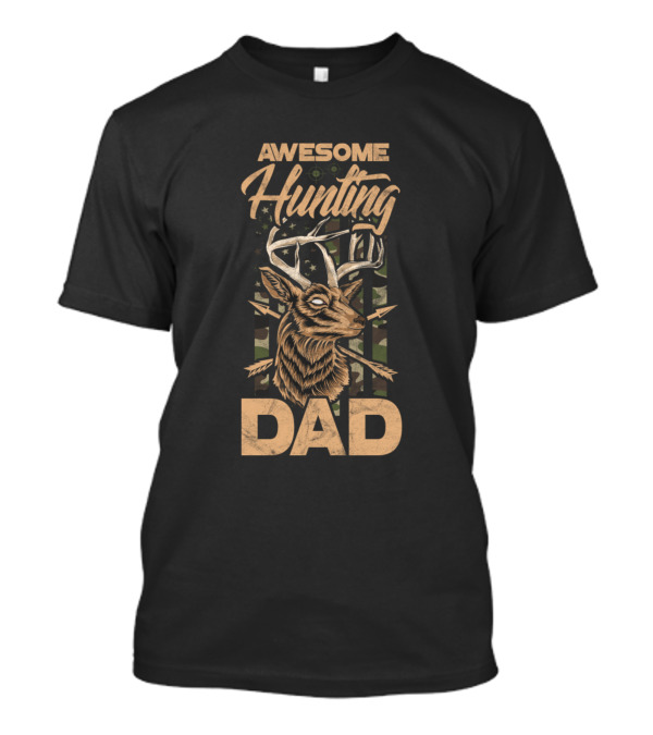 Awesome Hunting Dad Deer Camo USA Flag T-Shirt