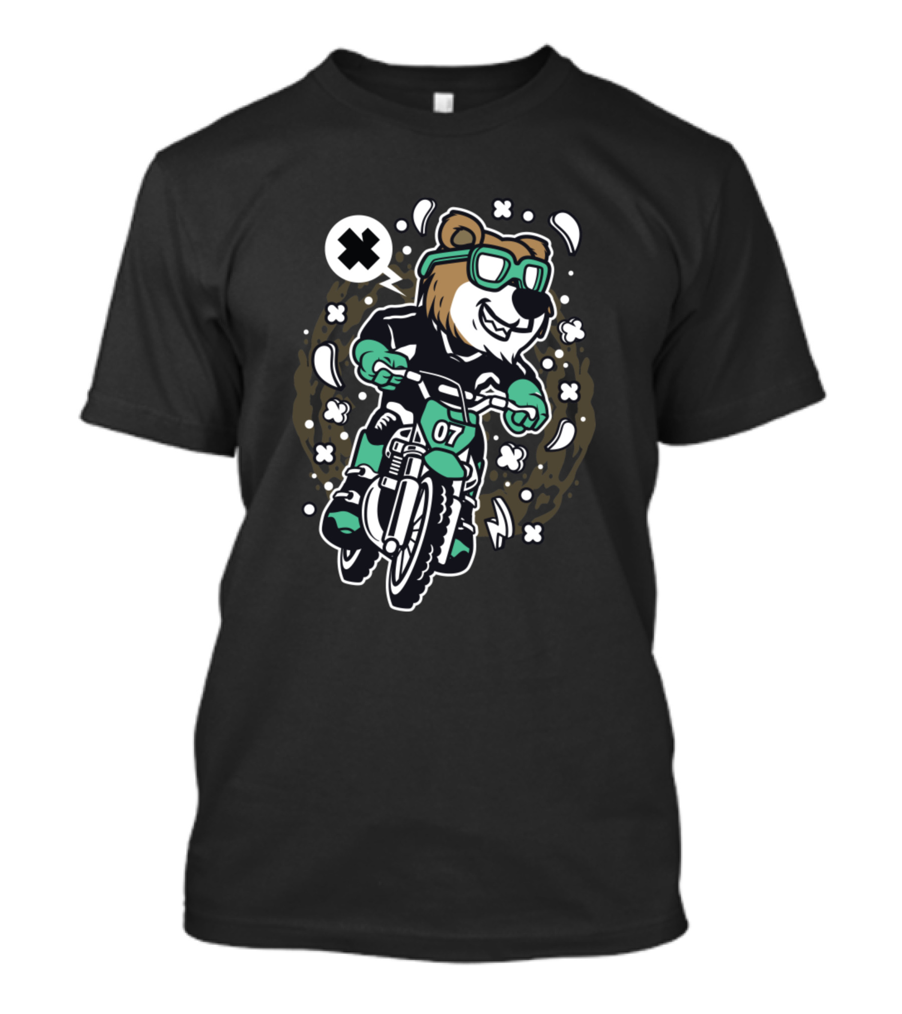 Bear Motocross Rider 07 With Green Goggles And Gloves T-Shirt