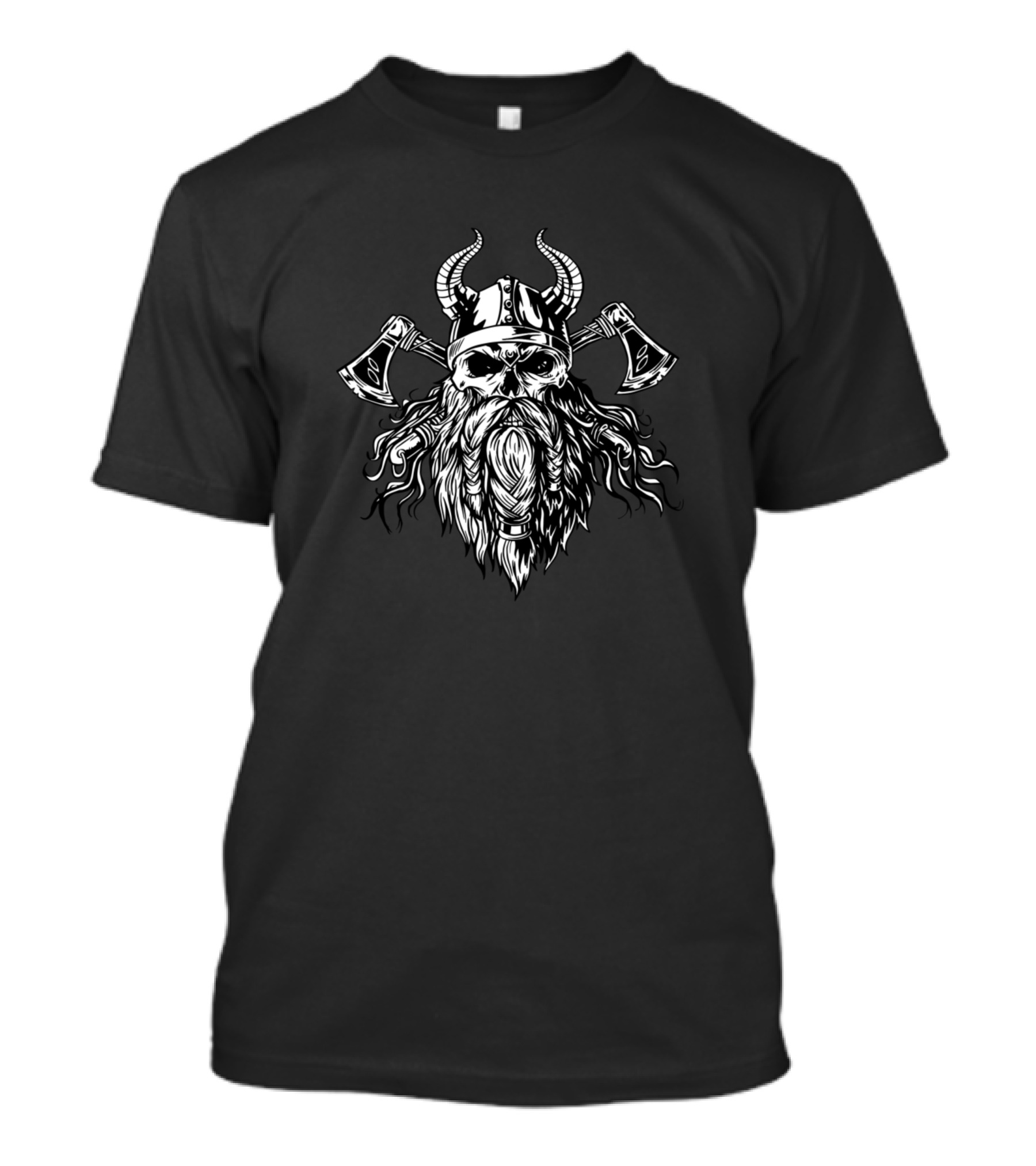 Bearded Viking Skull Tattoo With Viking Helmet And Axes T-Shirt