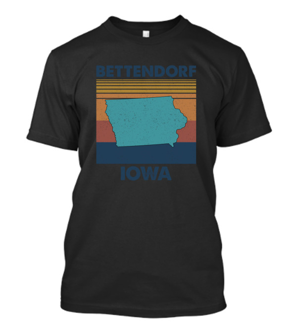 Bettendorf Iowa Vintage Map Stripes T-Shirt