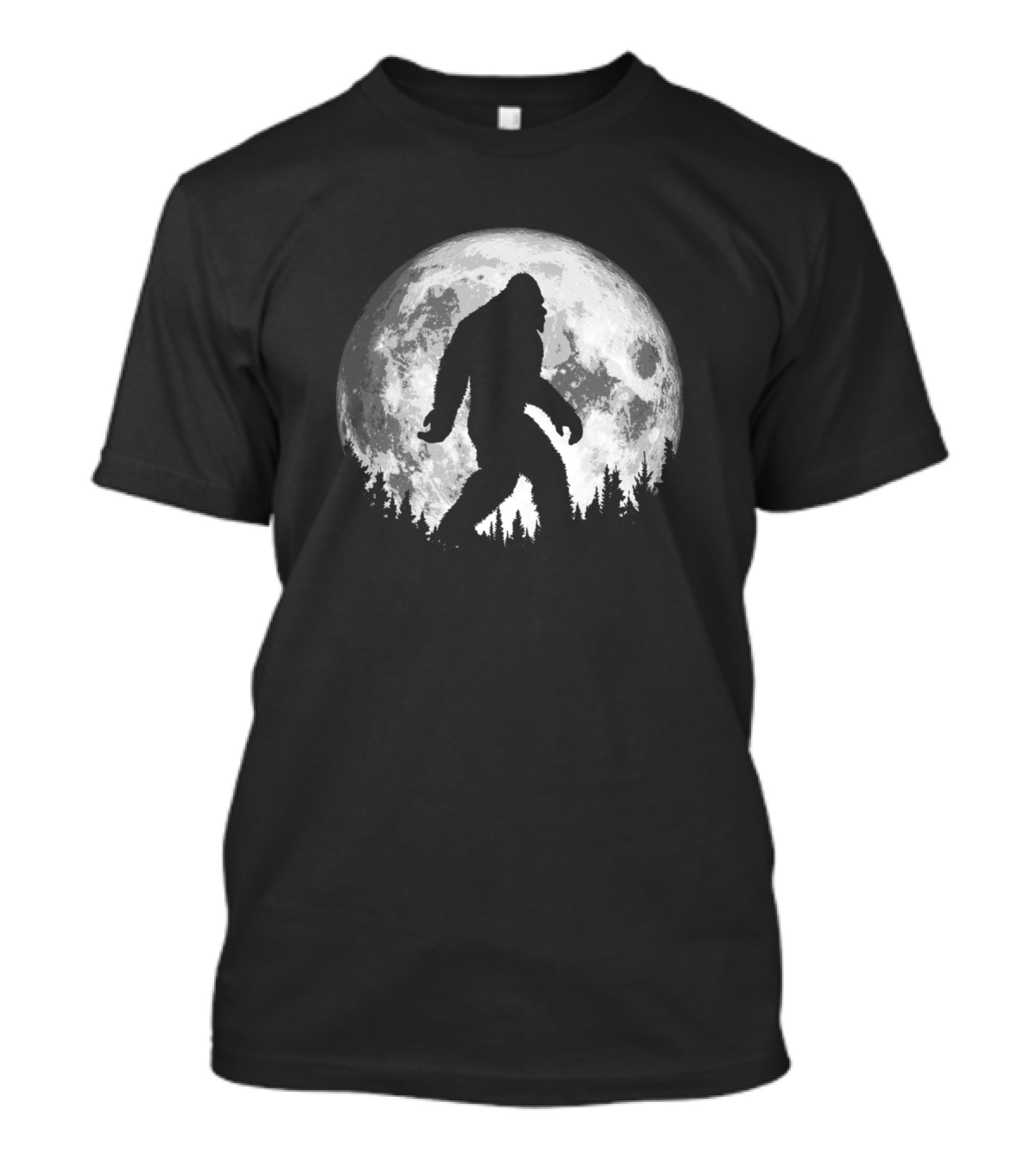 Bigfoot Night Stroll Cool Full Moon And Trees Sasquatch T-Shirt