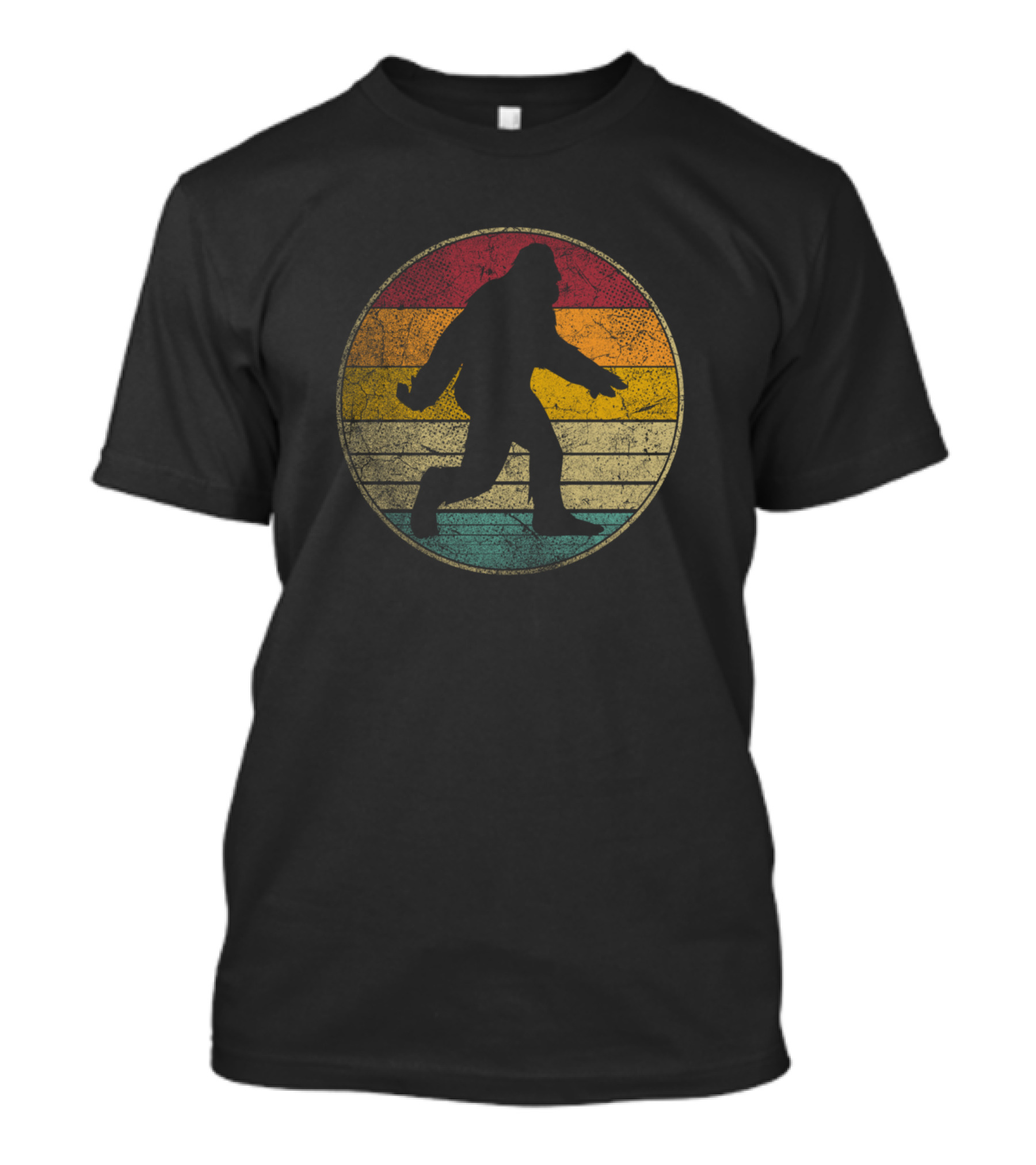 Vintage Bigfoot Sasquatch Retro Distressed Circle T-Shirt