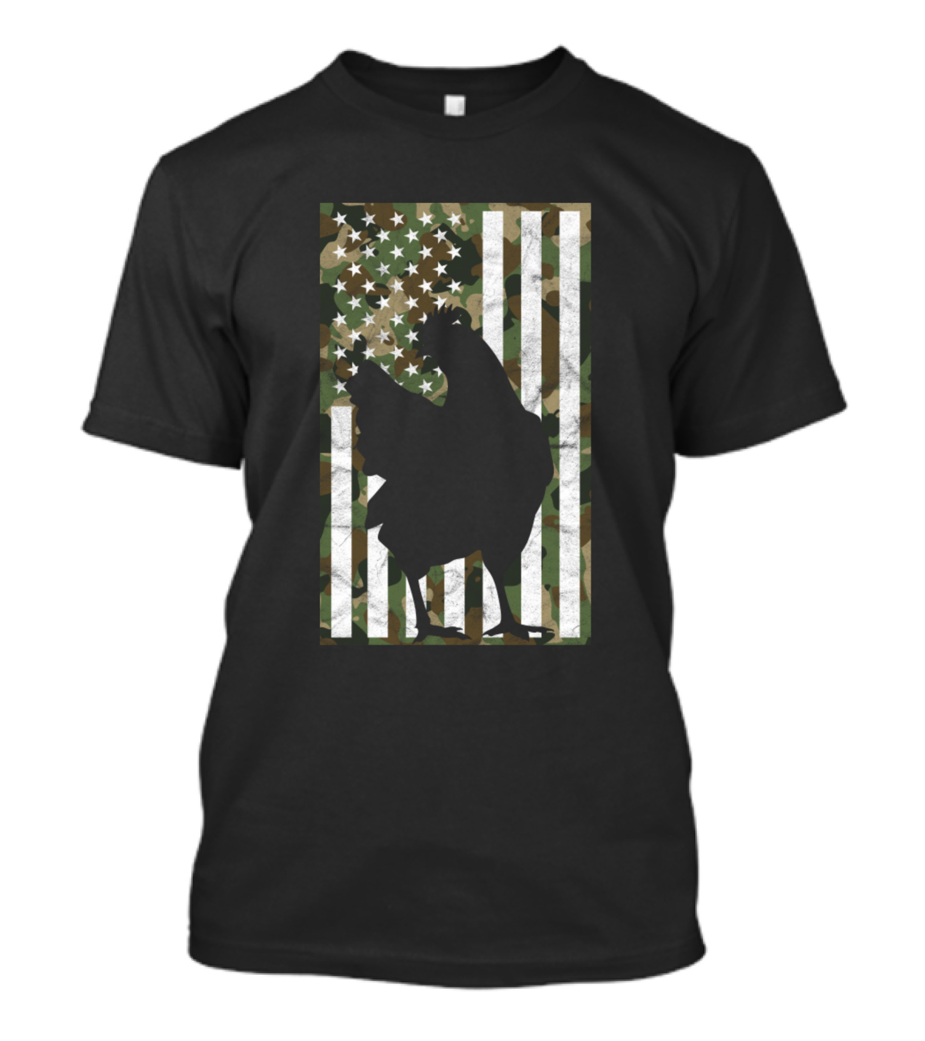 Chicken Camo Camouflage American Flag Silhouette USA T-Shirt