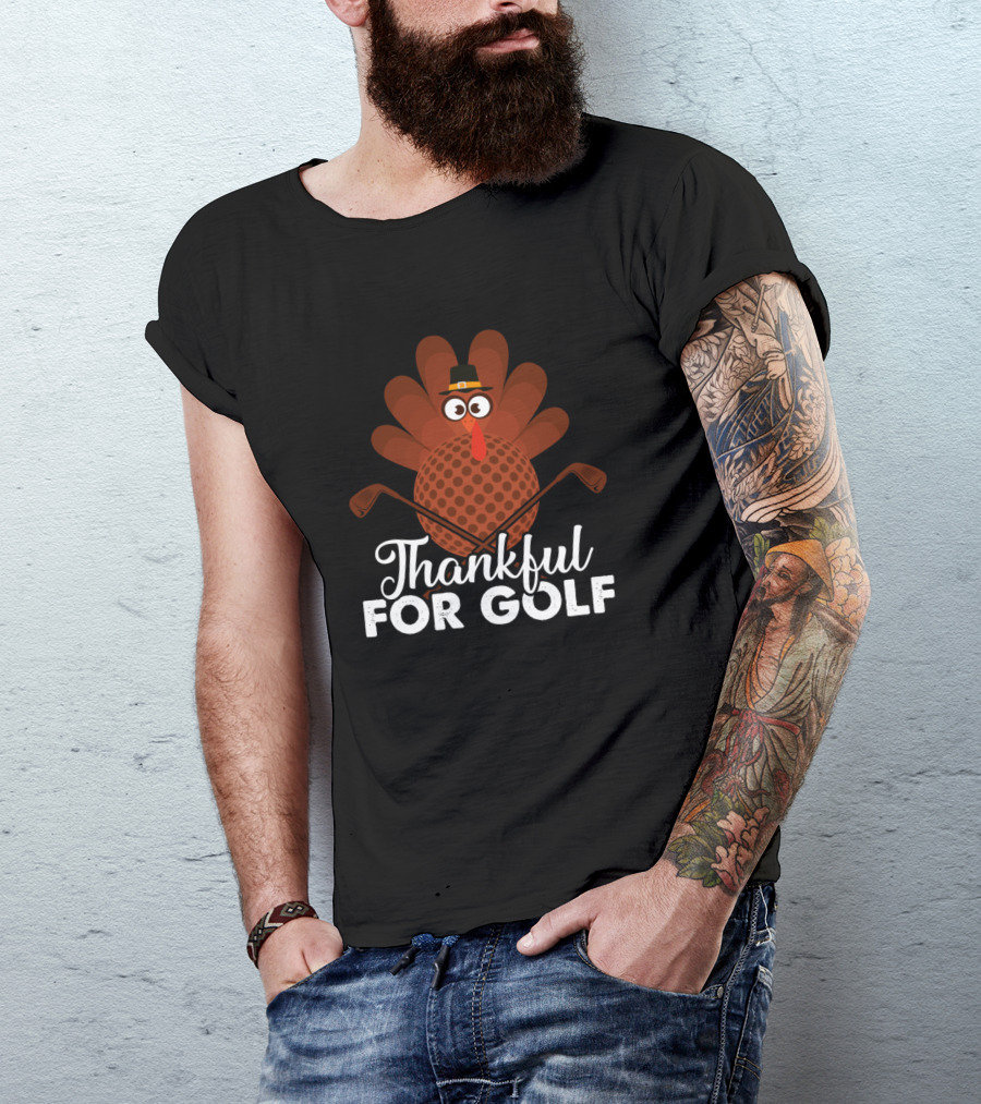 Thankful For Golf Thanksgiving Turkey T-Shirt