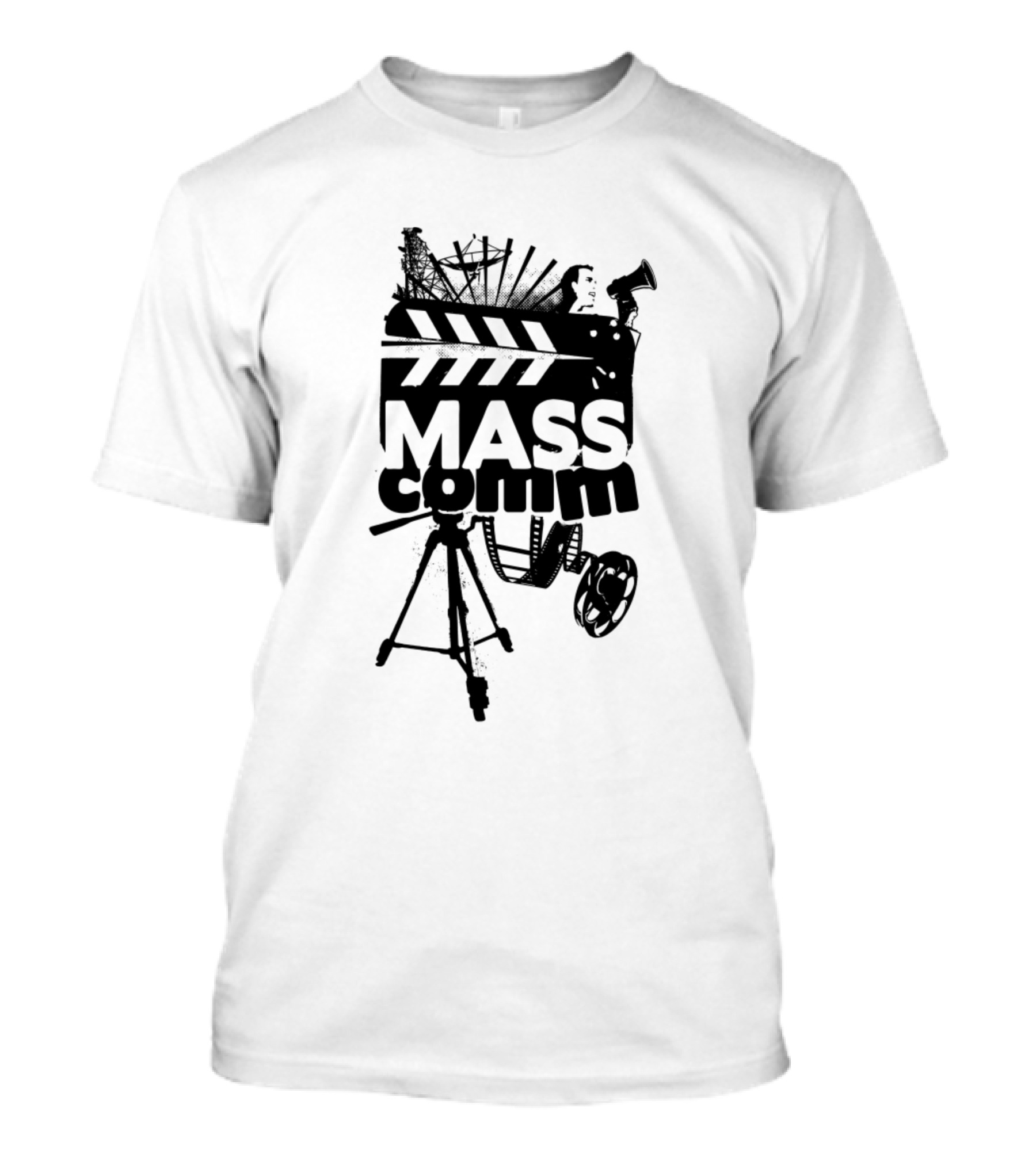 Mass Communication Film Camera Clapper Tripod Megaphone T-Shirt