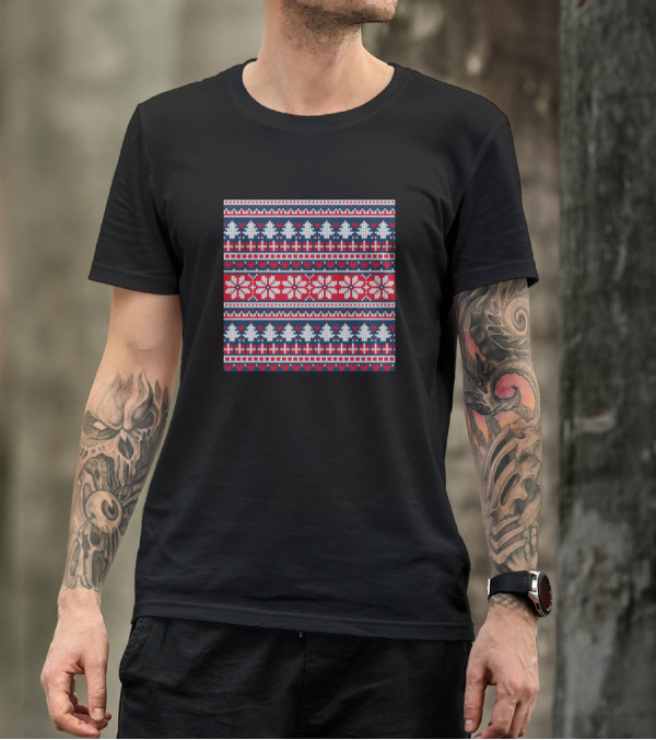 Merry Christmask Christmas Facemask Holiday Snowflakes Nordic T-Shirt