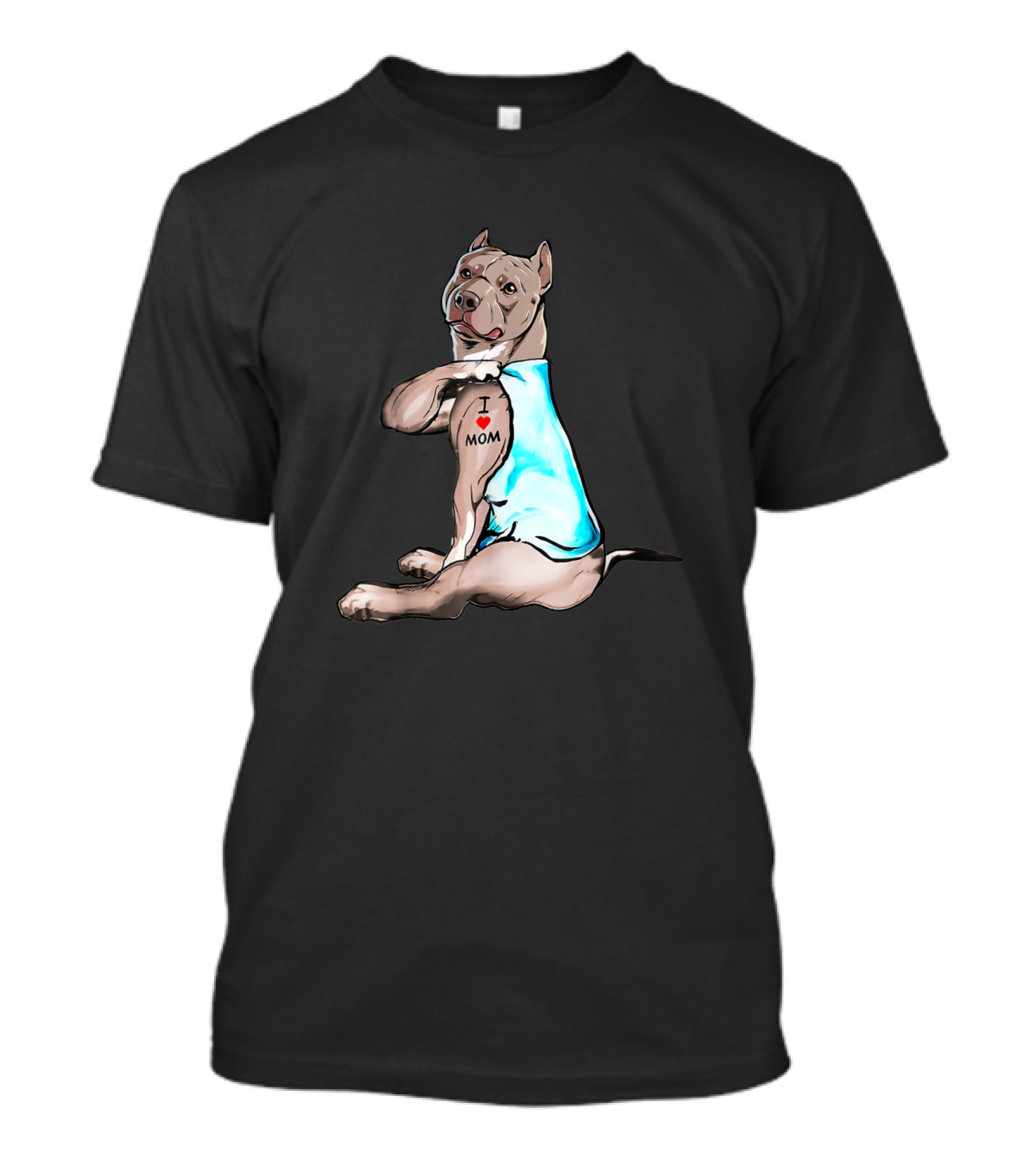 Funny Dog Pitbull I Love Mom Tattoo For Dog Lovers T-Shirt