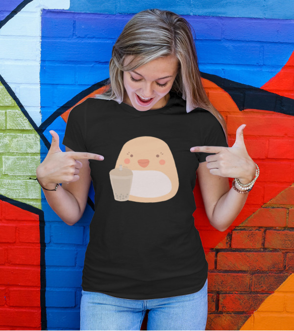 Mochi Duck With Boba Milk Tea Cup T-Shirt