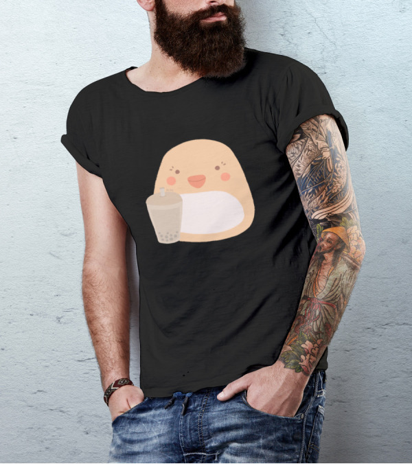 Mochi Duck With Boba Milk Tea Cup T-Shirt