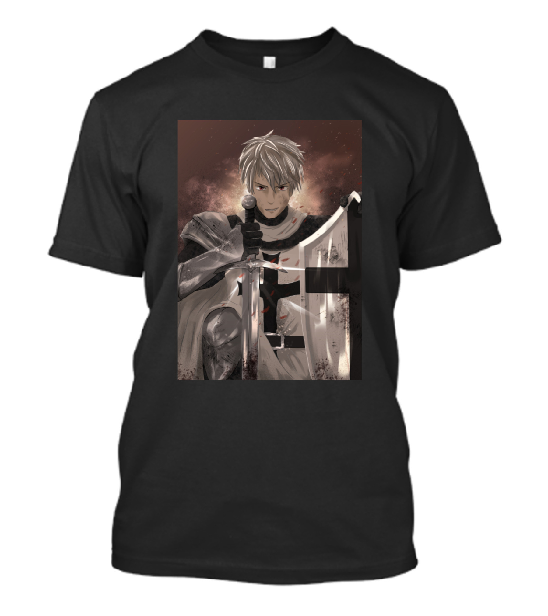 Prussian Knight Anime Warrior With Shield And Sword T-Shirt