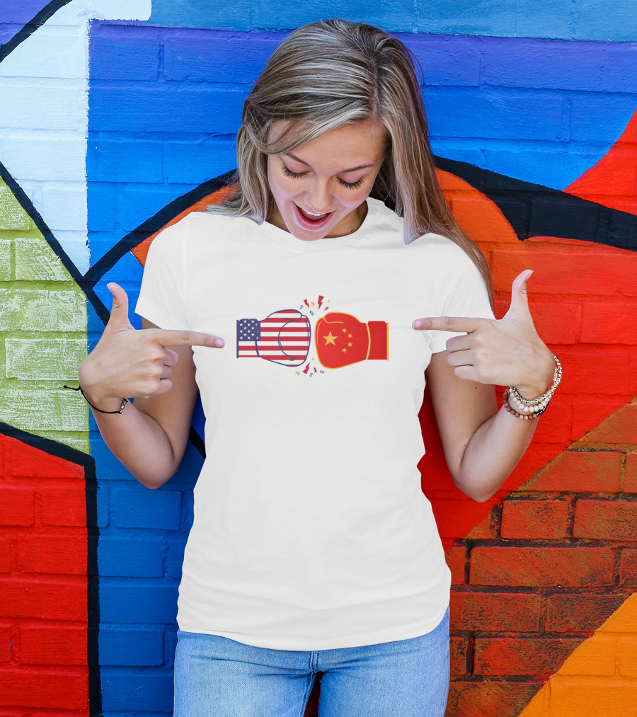USA China Trade War Boxing Gloves Collision T-Shirt