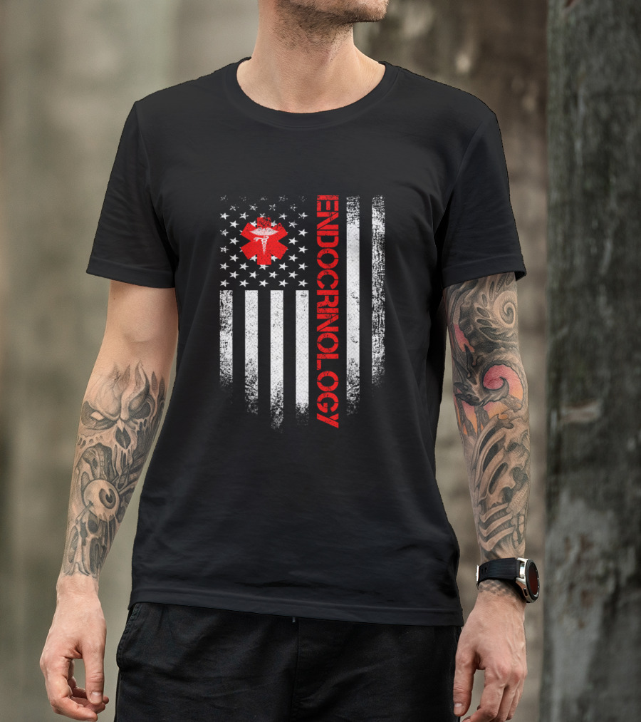 Vintage Endocrinology American Flag Style With Medical T-Shirt