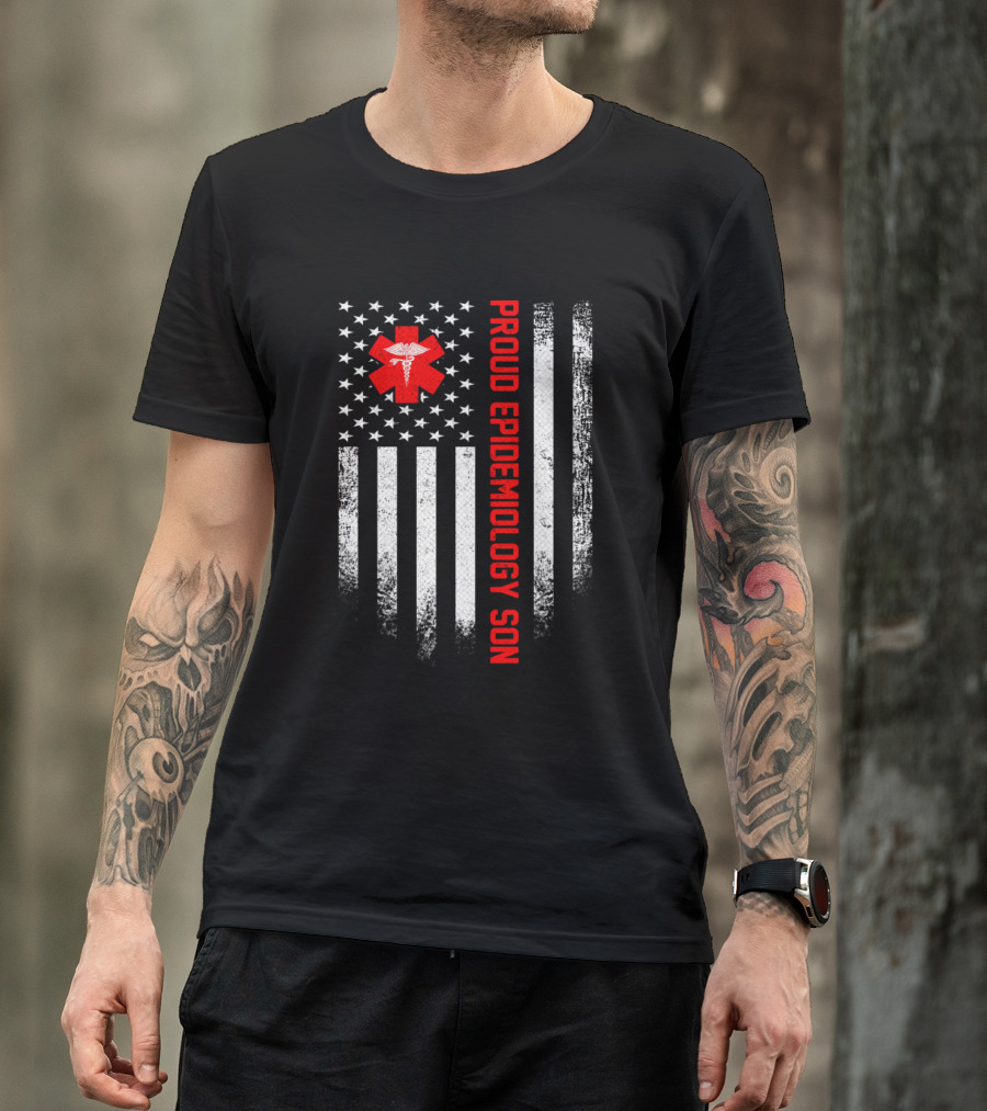 Proud Epidemiology Son Vintage USA American Flag T-Shirt