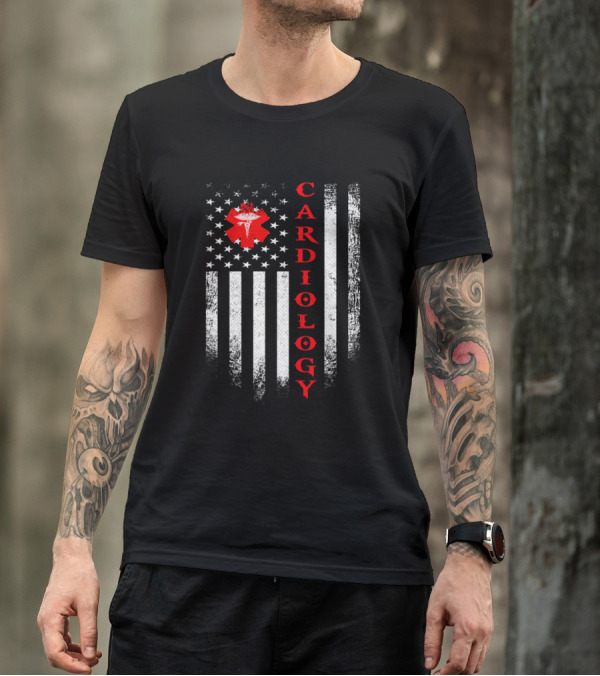 Vintage USA Cardiology American Flag Cardiologist Doctor T-Shirt