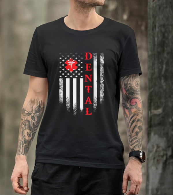 Vintage USA Dental American Flag Dentist T-Shirt