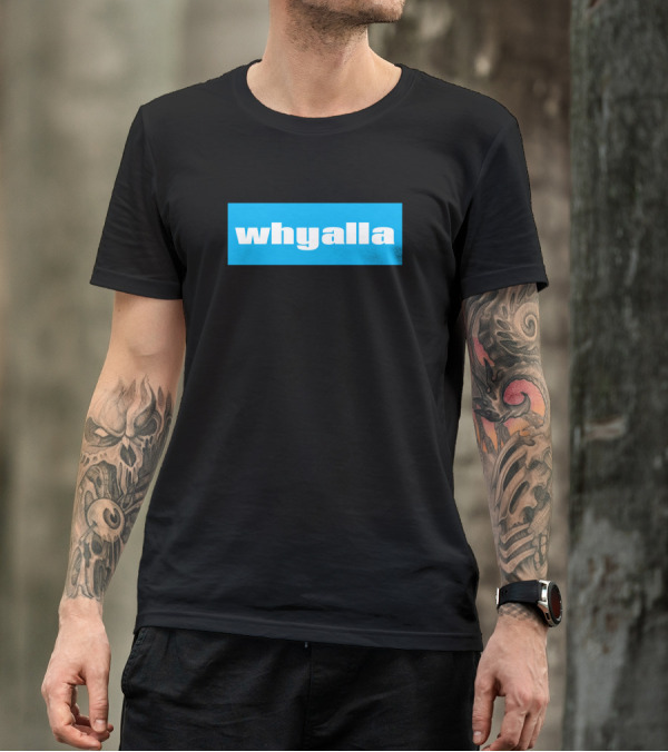 Whyalla Black And Blue Block Text T-Shirt