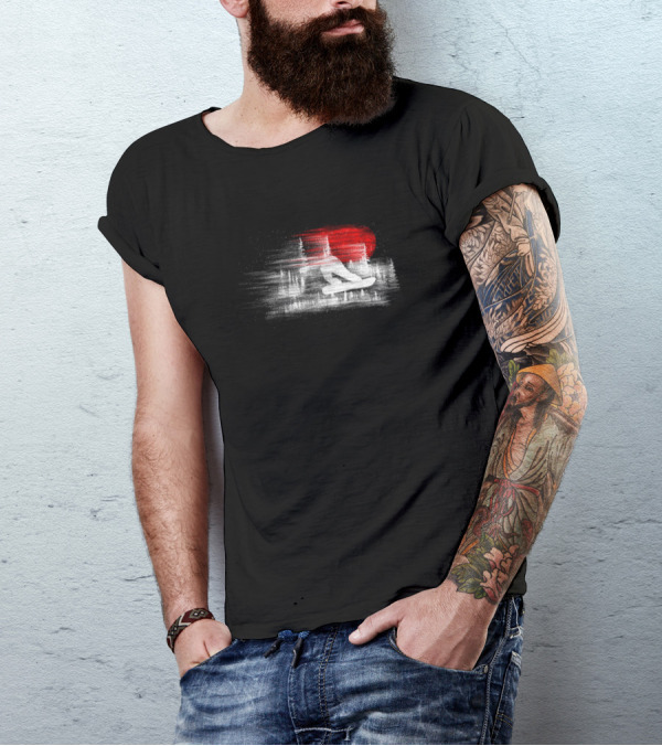 Wind Snowboarder Red Sunset Forest Scene T-Shirt