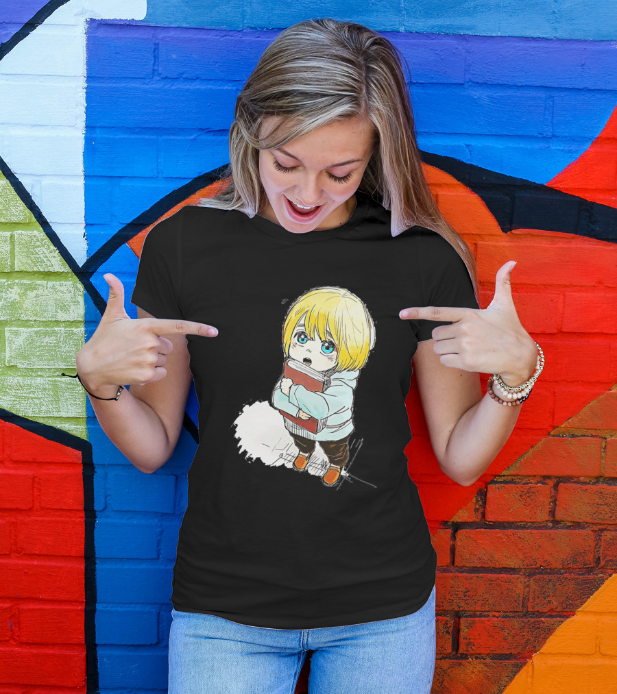 Armin Arlert Chibi Cute Anime Character With Book T-Shirt