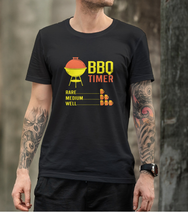BBQ Timer Rare Medium Well Funny Barbecue Beer Chart Grill Cooking T-Shirt