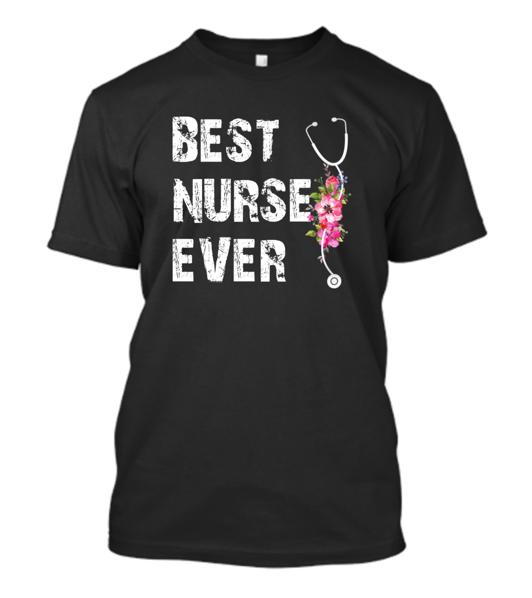 Best Nurse Ever Floral Stethoscope T-Shirt