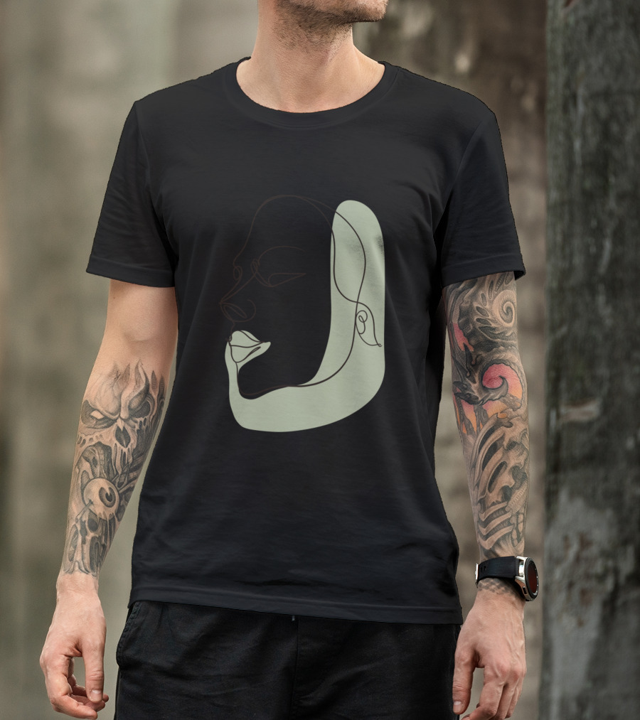 Body Positivity Face Line Drawing Simple Modern T-Shirt