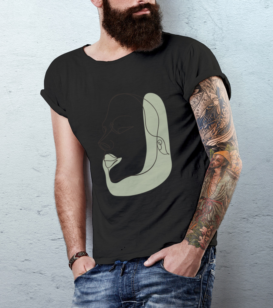 Body Positivity Face Line Drawing Simple Modern T-Shirt