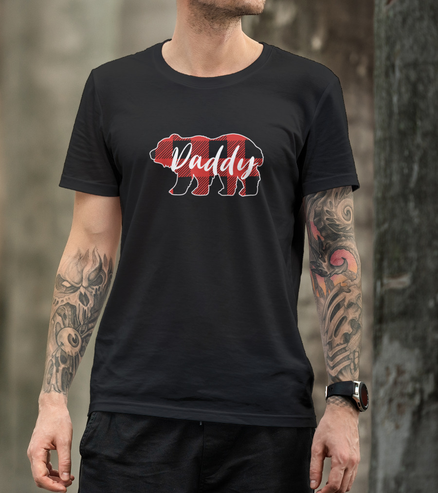 Daddy Buffalo Plaid Bear T-Shirt