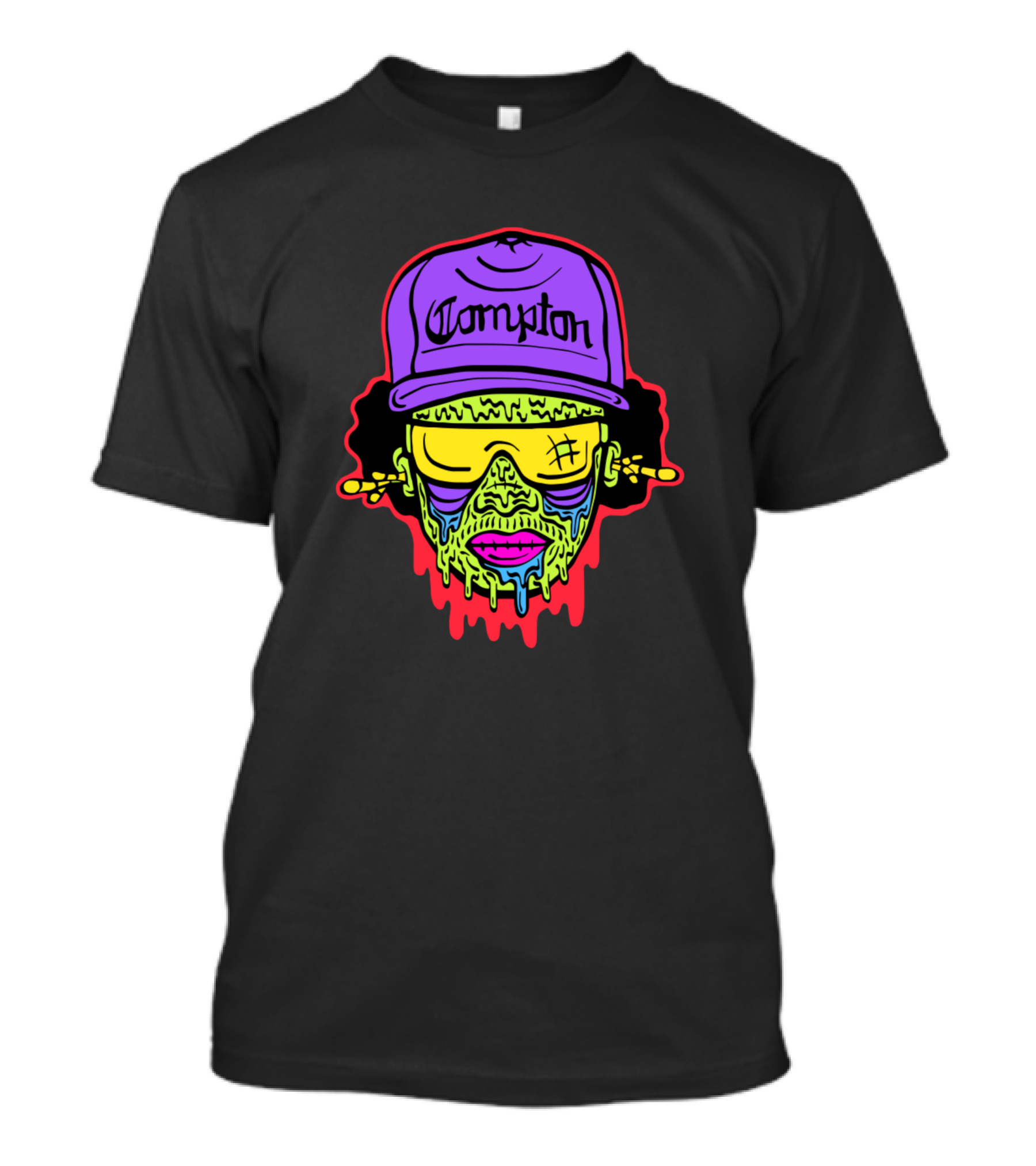 Compton Dripping Neon Zombie Gangsta With Cap And Shades T-Shirt