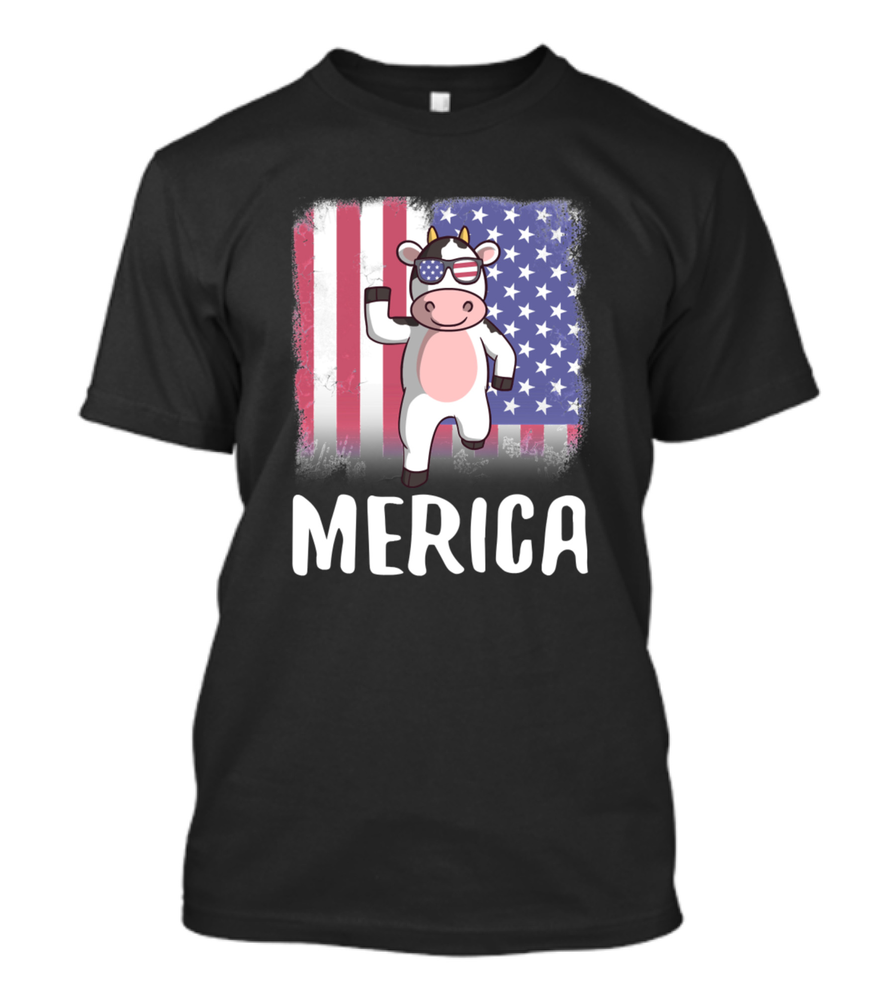 Merica Cow With Sunglasses American Flag 136 Farmi T-Shirt