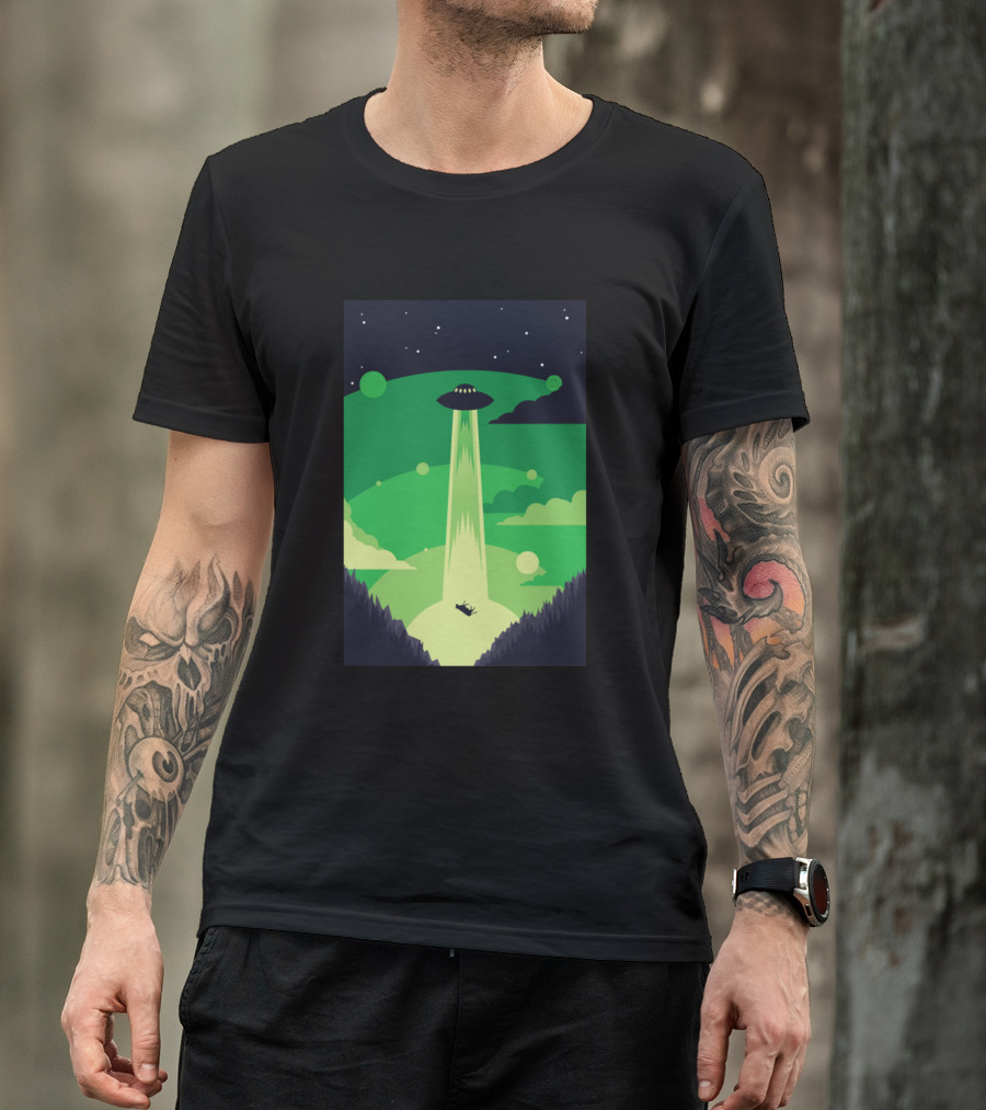 Cows Ufo 416 Farming Space Abduction Scene T-Shirt